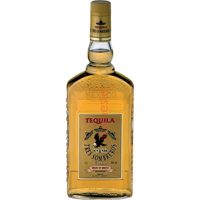 TRES SOMBREROS GOLD TEQUILA  1L    38%